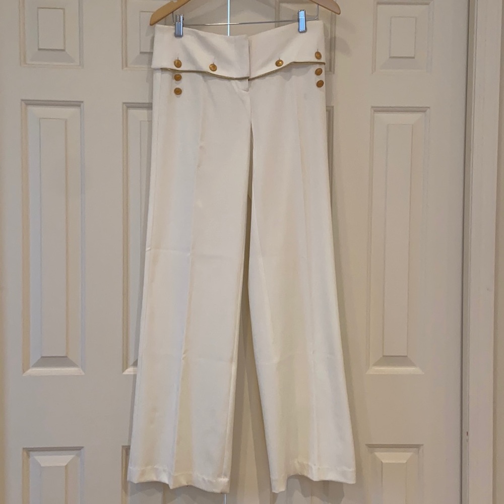 White High Waisted Trousers
